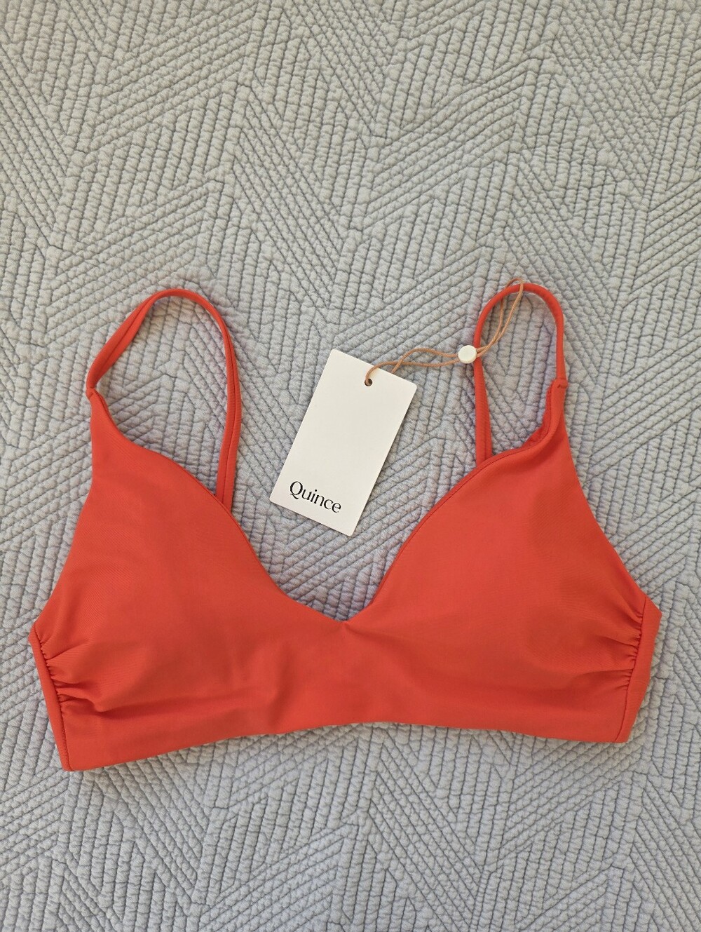 Quince Women's Scoop Bikini Top in Coral - Small